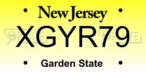 XGYR79 New Jersey License Plate