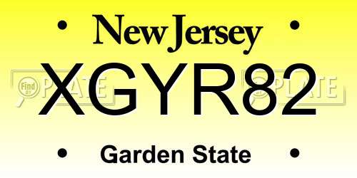 XGYR82 New Jersey License Plate