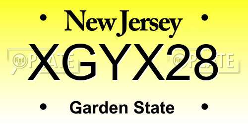 XGYX28 New Jersey License Plate