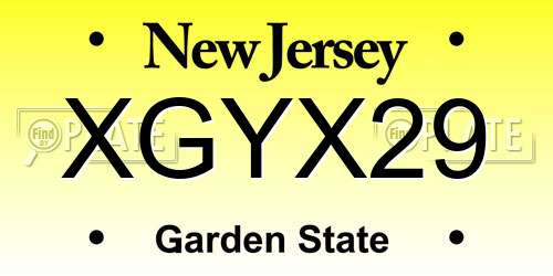 XGYX29 New Jersey License Plate