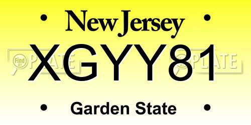 XGYY81 New Jersey License Plate