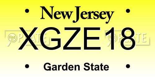 XGZE18 New Jersey License Plate