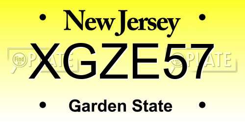 XGZE57 New Jersey License Plate