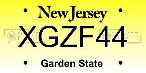 XGZF44 New Jersey License Plate
