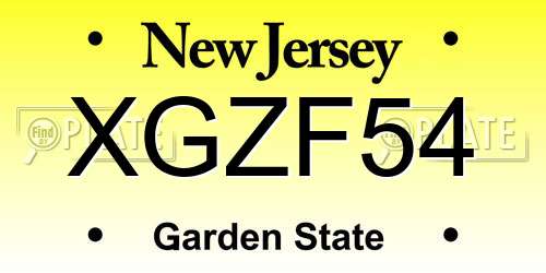 XGZF54 New Jersey License Plate