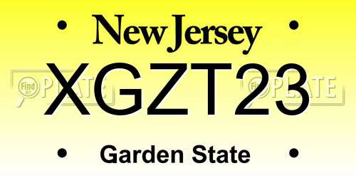 XGZT23 New Jersey License Plate