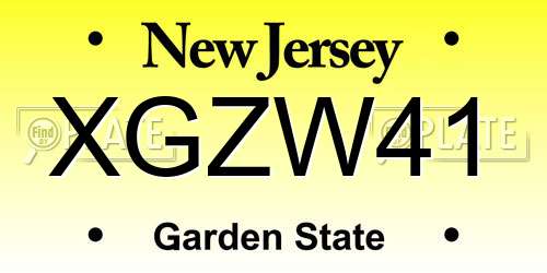 XGZW41 New Jersey License Plate