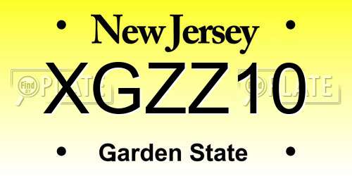XGZZ10 New Jersey License Plate