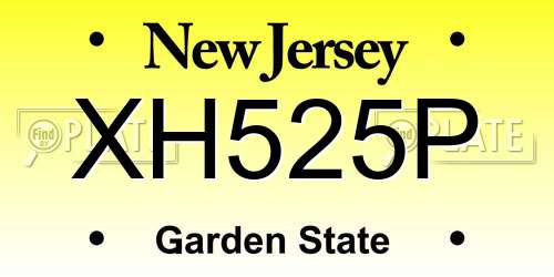 XH525P New Jersey License Plate