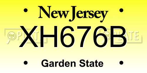 XH676B New Jersey License Plate
