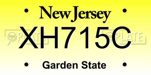 XH715C New Jersey License Plate