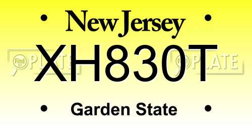 XH830T New Jersey License Plate