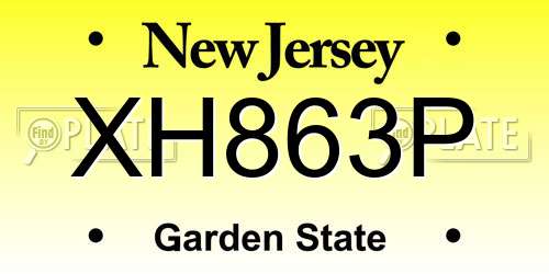 XH863P New Jersey License Plate