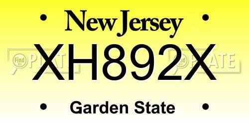 XH892X New Jersey License Plate