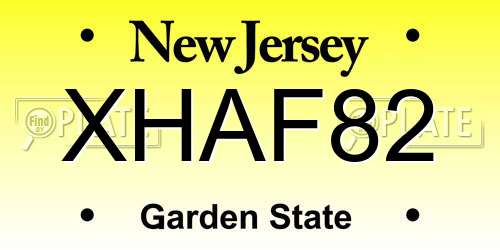 XHAF82 New Jersey License Plate