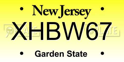 XHBW67 New Jersey License Plate