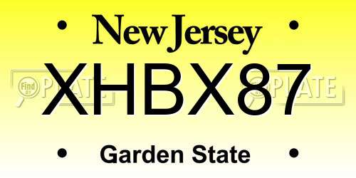 XHBX87 New Jersey License Plate