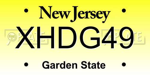 XHDG49 New Jersey License Plate