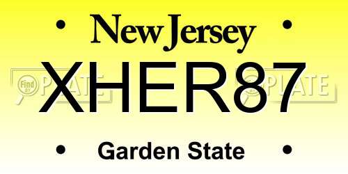 XHER87 New Jersey License Plate