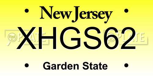XHGS62 New Jersey License Plate