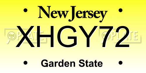 XHGY72 New Jersey License Plate