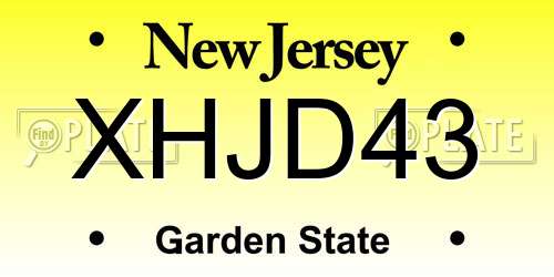 XHJD43 New Jersey License Plate