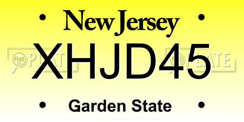 XHJD45 New Jersey License Plate