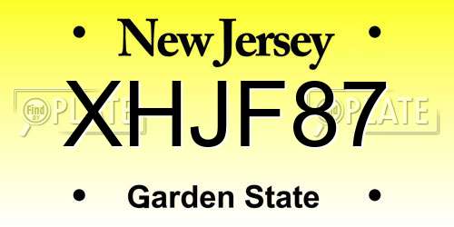 XHJF87 New Jersey License Plate