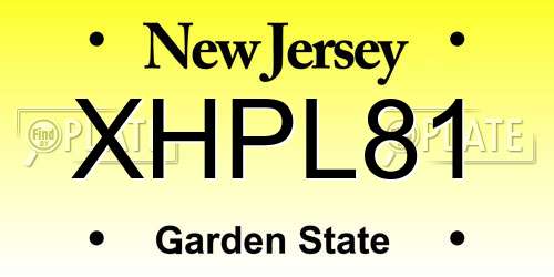 XHPL81 New Jersey License Plate