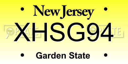 XHSG94 New Jersey License Plate
