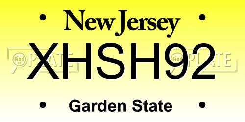 XHSH92 New Jersey License Plate
