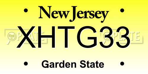 XHTG33 New Jersey License Plate