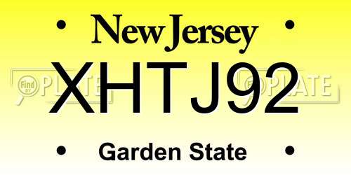 XHTJ92 New Jersey License Plate