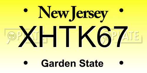 XHTK67 New Jersey License Plate