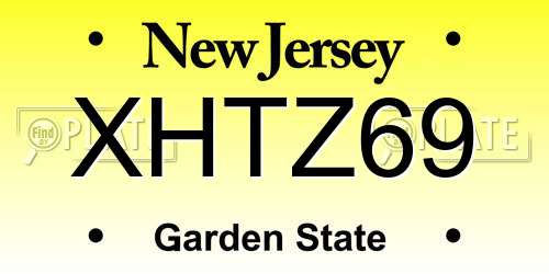 XHTZ69 New Jersey License Plate