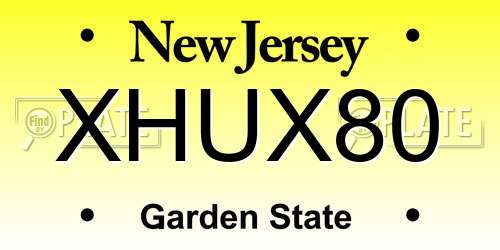 XHUX80 New Jersey License Plate