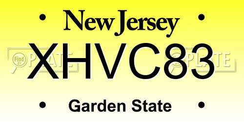 XHVC83 New Jersey License Plate