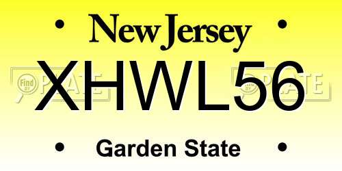 XHWL56 New Jersey License Plate