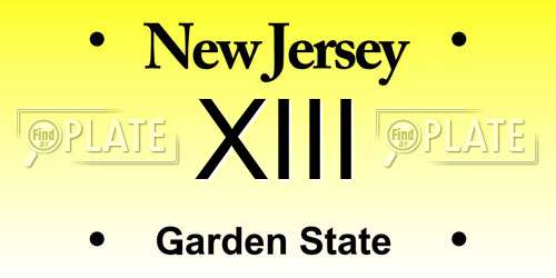XIII New Jersey License Plate