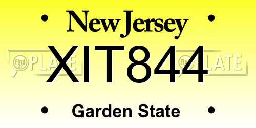 XIT844 New Jersey License Plate