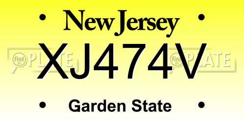 XJ474V New Jersey License Plate