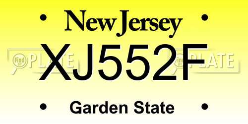 XJ552F New Jersey License Plate