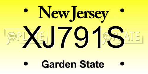 XJ791S New Jersey License Plate