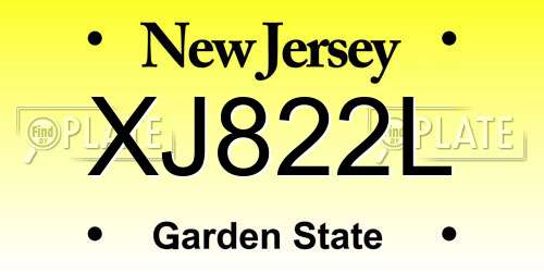 XJ822L New Jersey License Plate