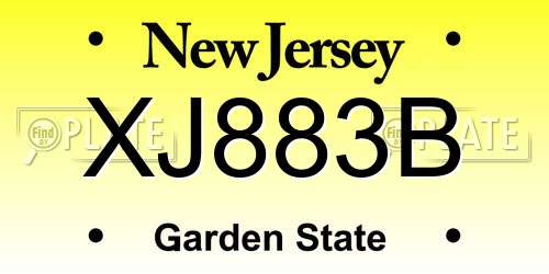 XJ883B New Jersey License Plate