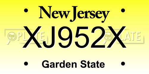 XJ952X New Jersey License Plate