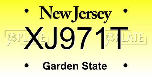 XJ971T New Jersey License Plate