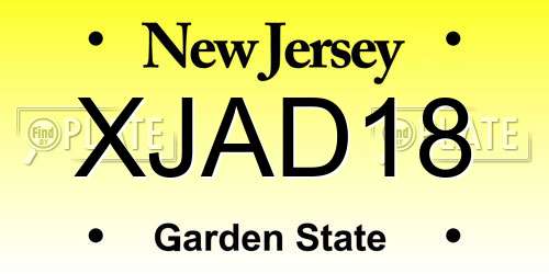 XJAD18 New Jersey License Plate