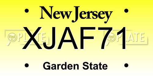 XJAF71 New Jersey License Plate