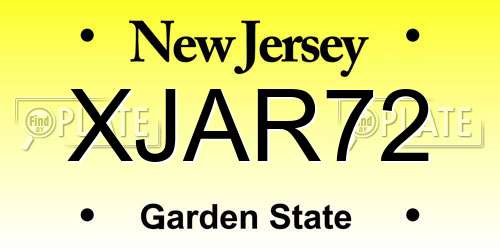 XJAR72 New Jersey License Plate